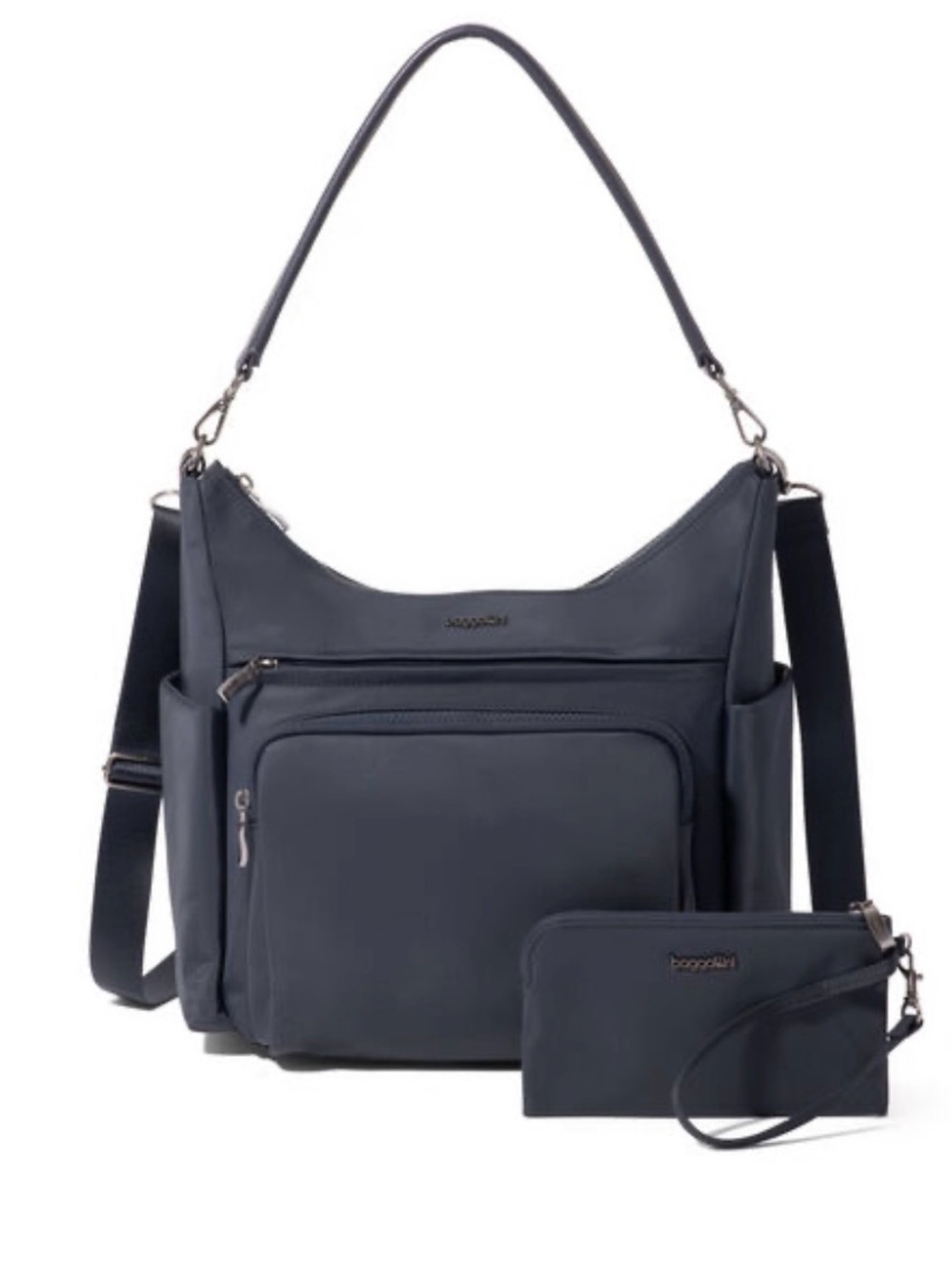 Baggallini Navy Multi-Pocket Hobo with Matching Wristlet